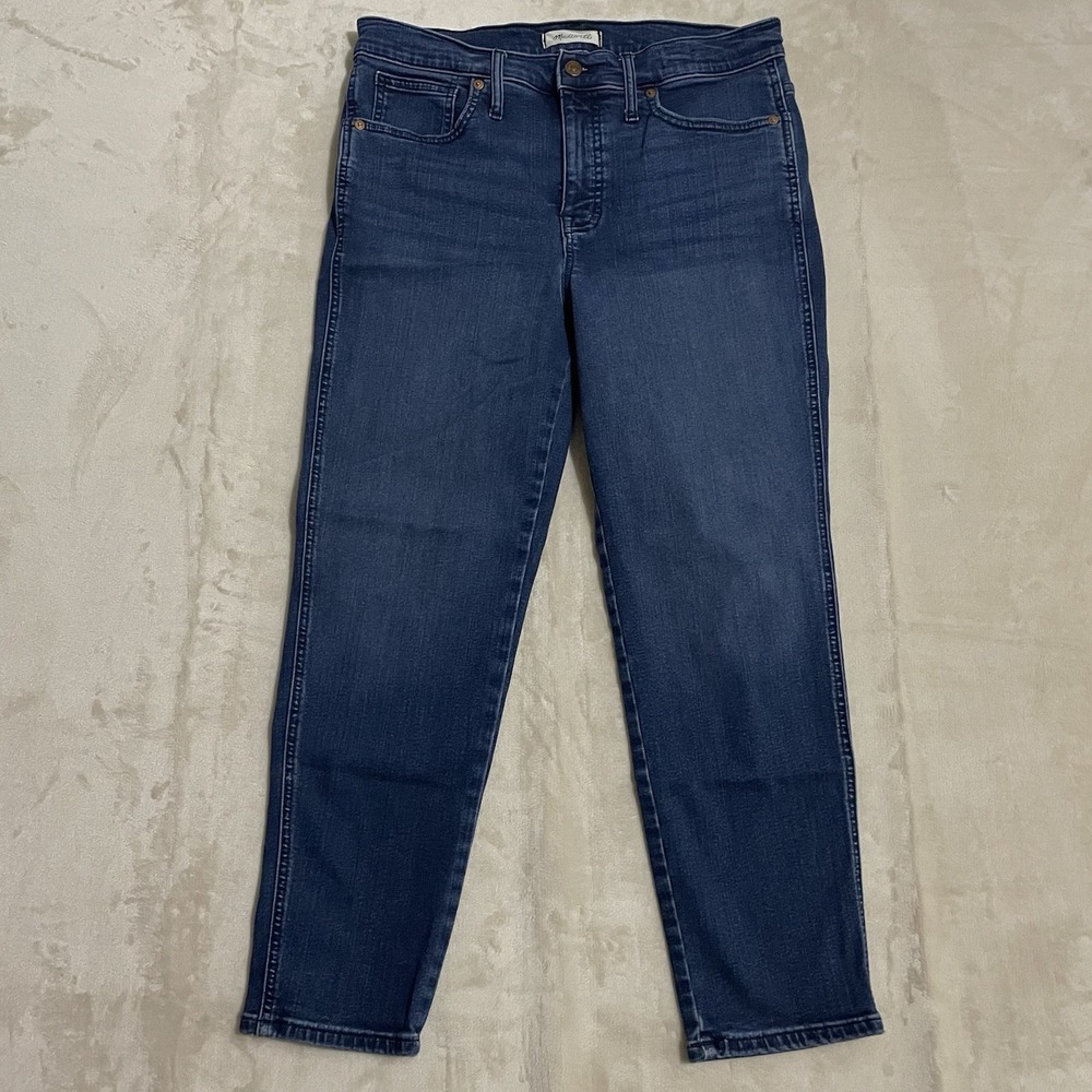 Madewell Jeans‎ Womens Size 30 Mid Rise Stovepipe Dark Wash Blue Denim Stretch